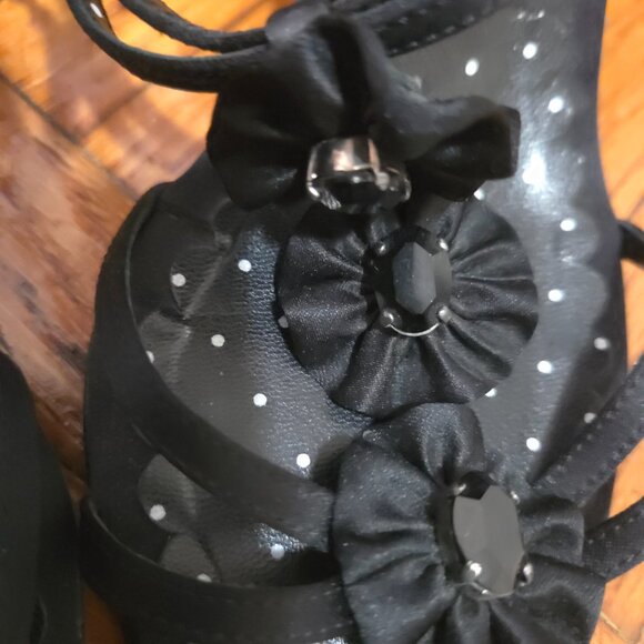 Rare Vintage 1990s Moschino Embellished Ribbon and Gem Black Sandals - Picture 7 of 8